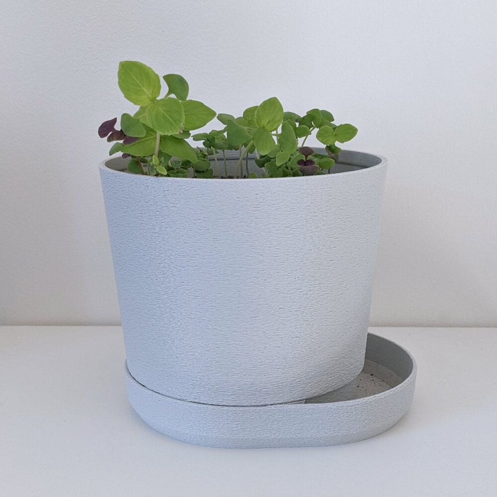 Self-Watering Planter with Saucer – Modern Minimalist Indoor Plant Pot for Herbs